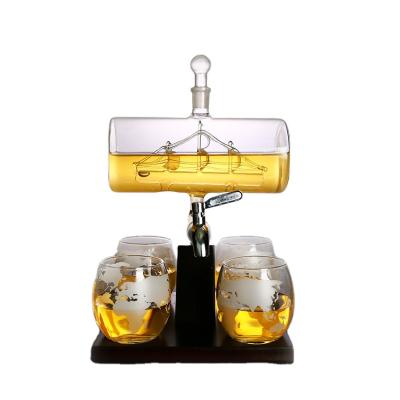 China Wine Barrel Maker Wholesale Promotional Gift Barrel Wine Decanter New Design Decanter with Water-tap for sale