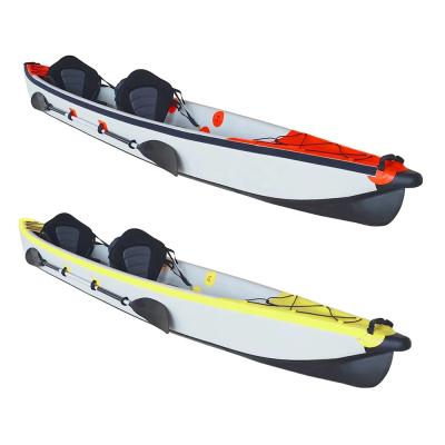 China PVC & Drop Stitch Double Layers Drop Stitch Fishing Kayak Multi Colors Inflatable Canoe Rowing Boat Double Seater Kayak for sale