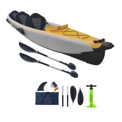 China Drop stitch & 2021 PVC New Trend Wholesale Inflatable Drop Point Fishing Canoe Kayak Rowing Paddle Boat For 1-3 Person for sale