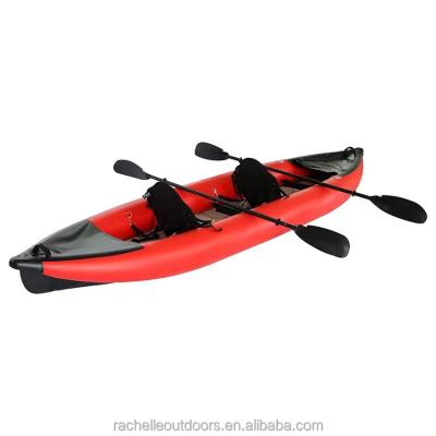 China PVC & Cheap Wholesale 2 People Drop Point Tandem 385x85cm Inflatable Sit On Kayak Canoe Float Paddle Top Rowing Boat For Fishing for sale