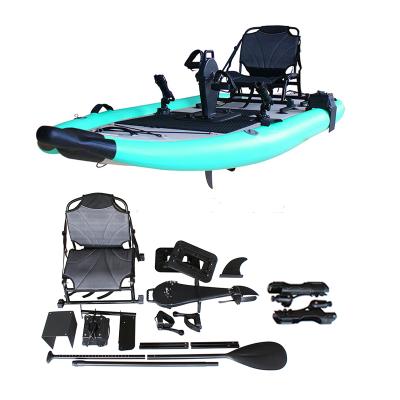 China Drop Stitch Floor PVC Wall Warranty OEM Large Rowing Rib Boats Canoe Inflatable Sea Fishing Kayak With Foot Pedal Drive System for sale