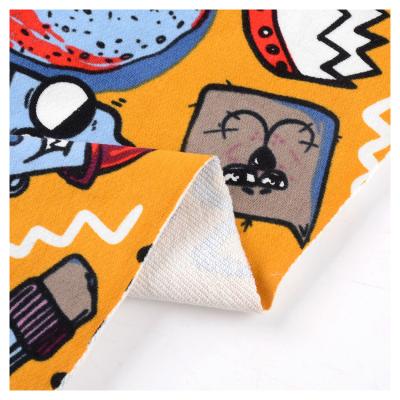 China Other cartoon pattern kids moq yellow elastane and cotton french terry fabric for sale