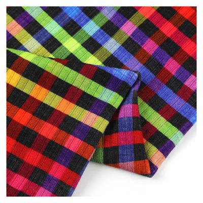 China Other Professional Custom Colorful Lines Plaid Rib Jersey 95 Spandex 5 Bamboo Fabric for sale