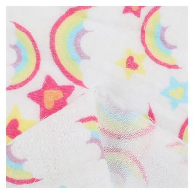 China Other China Manufacturer Woven Cute Rainbow Kids Printed Soft Cotton Muslin Fabric for sale