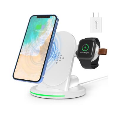 China Best Selling Quality Mobile Phone Charger 3in1 Stand 15w Wireless Fast Charging Wireless Charger for sale