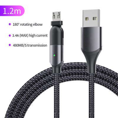 China 3A Micro USB Fast Charging 2.4A Fast Charging Cable Wholesale 180 Rotate Charging Data For Android/Google System for sale