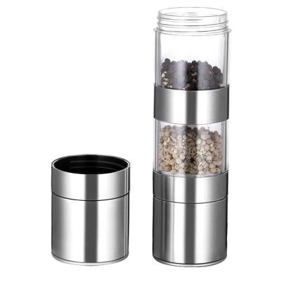 China Who respects the environment. Easy Manual 2 in 1 Dual Head Grinder and Stainless Steel Spice Grinder Pepper Grinder for sale