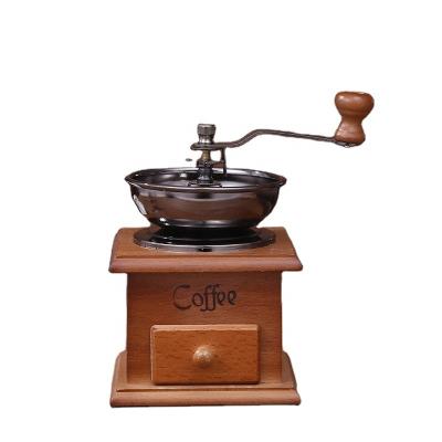 China Who respects the environment. High Quality Easy Stainless Steel Manual Coffee Bean Machine Ceramic Burr Wood Manual Coffee Grinder for sale