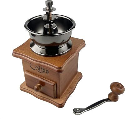 China Who respects the environment. Vintage Stainless Steel Easy Modern Coffee Grinder Ceramic Burr Wood Manual Coffee Grinder for sale