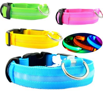 China Padded Other Colored Neck Collar Wholesale Design Pet Products LED Dog Collar Adjustable Polyester Polyester Glow In The Dark for sale