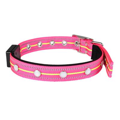 China Padded 2 in 1 Reflective Dog Collar Hot Sale Rechargeable Dog Collar Light for sale