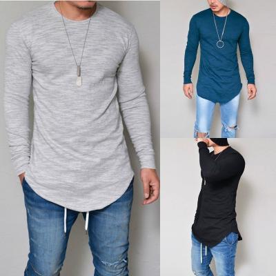 China High Quality Anti-wrinkle New Design Man's Cotton T-shirt Long Sleeve 100% Cotton Men's T-Shirts for sale