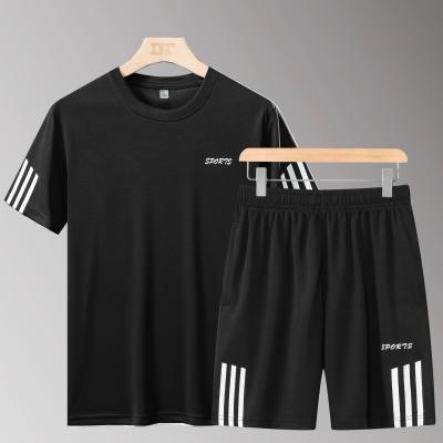 China Fahion 2 PCS Men's Sets QUICK DRY casual sport suits short sleeve with shorts man sports set for men for sale