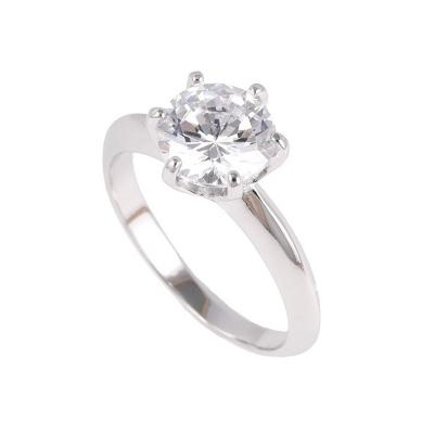 China Bling Luxury Bling 6 Prong Setting Diamond 925 Sterling Silver Solitaire Ring for sale