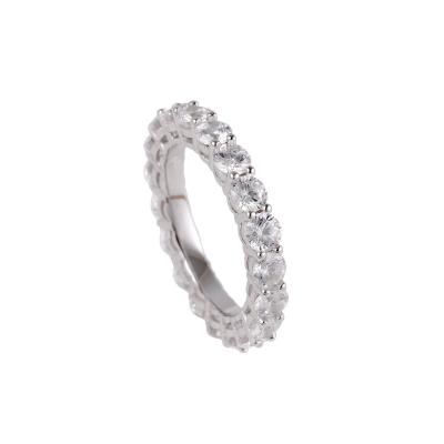 China Luxury Bling Bling Jewelry Round Cubic Zirconia 925 Sterling Silver Eternity Ring for sale