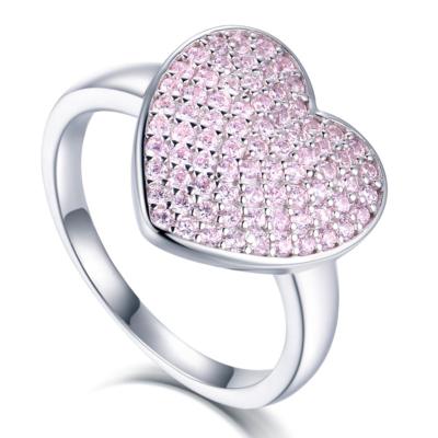 China Fashionable and high quality bling bling to pave heart cabochon CZ 925 sterling silver ring for sale