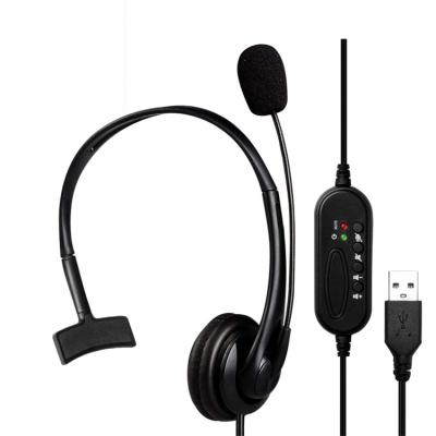 China Call Center Office Work Single Ear Wired Earphone With Microphone External USB Headset for sale