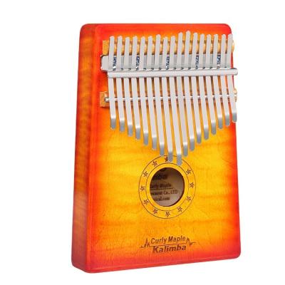 China Durable 17 Keys Solid Curly Maple Body Inch Piano Kalimba Wooden Musical Instrument for sale