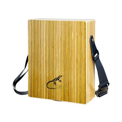 China Exquisite Mahogany Wood Cajon Box Moving Drum Stringed Persussion Instrument With Shoulder Strap for sale