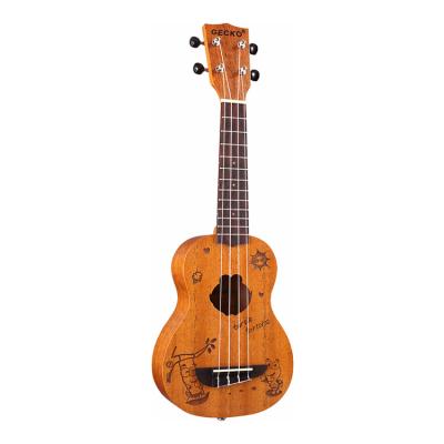 China The Exquisite GECKO 21 Inch Cartoon Model Mahogany Wood Soprano Concierto Electric Ukulele for sale