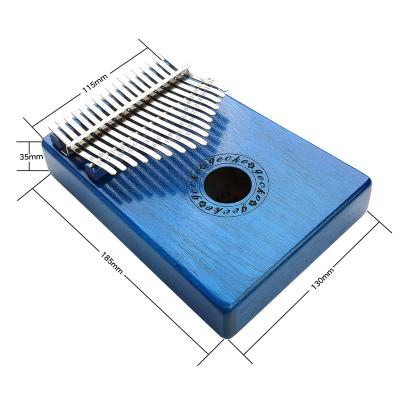 China Exquisite Hot Selling Portable Blue Wooden 17 Thumb Key Piano Kalimba With Waterproof Bag for sale