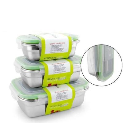 China Freshness Keeping Stainless Steel Food Container Bento Lunch Box Sealed Plastic Lid ss304 Insulated Lunch Box steel tiffin bento boxjapan for sale