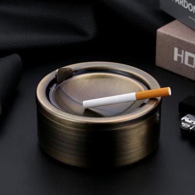 China Sustainable Durable Windproof Home Stainless Steel Round Shape Smokeless Windproof Ashtray Rotation With Lidighters Smoking Accessories for sale