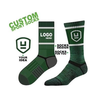 China Breathable Elite Team Sport Socks Dark Green Custom Color Adapter Men's Custom Sports Socks for sale