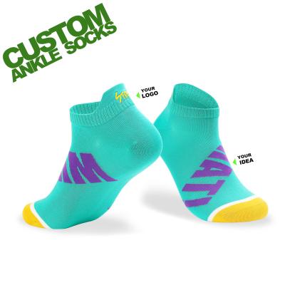 China Fashion (YS) color logo design custom brand QUICK DRY unisex custom ankle socks custom men's casual ankle socks heel with tag for sale