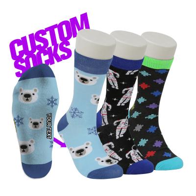 China QUICK DRY Custom Combed Cotton Cartoon Bear Socks No Minimum Crew Socks Customize Happy Socks Custom for sale