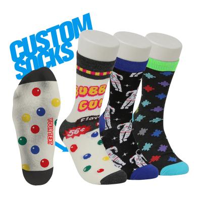 China QUICK DRY Custom Logo Candy Pattern Socks Knitted Custom Socks No Minimum Fashion Socks for sale