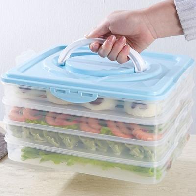 China 4 Layers Viable Plastic Dumpling Storage Container Organizer Boxes With Lid And Multi-Layer Food Fridge Holder Storage For Dumpling for sale