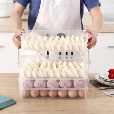 China 4 Layers Plastic Viable High Quality Dumpling Storage Container OrganizerBoxes With Lid Multilayer Food Fridge Storage Box For Dumpling for sale