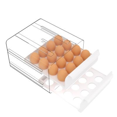 China Freshness Preservation Wholesale 32 Grid Pet Egg Storage Box New Design Push Pull Drawer 2 Layer Fresh Egg Storage Box For Refrigerator for sale