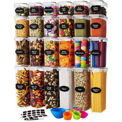 China Stackable Storage Bins 24 Sets Freshness Keeping Grain Food Storage Container Plastic Kitchen Storage Sealed Tanks Food Containers With Lids for sale