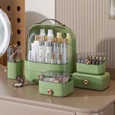 China Plastics Luxury Dustproof Storage Box Lipstick Mask Makeup Organizer Multi-Compartment Stored Cosmetics Box Bin Desk for sale