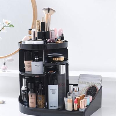 China Round and Square Stocked Makeup Organizer 360 Degree Rotating Storage Organizer Vanity Make Up Storage Box for Cosmetics for sale