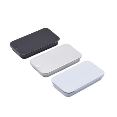 China Small Rectangle Durable Metal Slide Top Lid Tin Box Mint Solid Perfume Soap Lip Balm Tin Box Case Can for sale