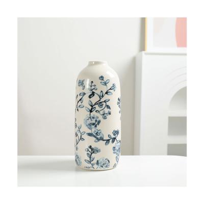 China Modern ceramic vases at special prices for home decor blue and white vase hand drawing vase decoration for sale