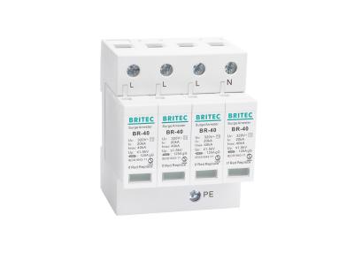 China IEC61643 40KA 4 polen AC elektrische overstromingsbeschermer Blikbescherming Te koop