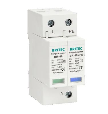 China BR-40 1P+1 AC SPD Type 2 Surge Protection Device Arrester 40kA Singel Phase spd for sale