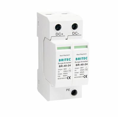 China BR-40-24 Dispositivo de protección contra sobretensiones SPD de corriente continua Dc supresor de sobretensiones 40kA 24v arrester de sobretensiones en venta