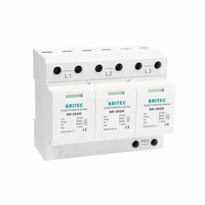 China BRITEC BR-50GR 3P Type 1 Surge Arrester 50ka Surge Protection Device spd t1 t2 ac three phase ac spd for sale