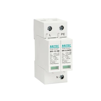 China BR-12.5M 1P+1 Electrical Equipment 50kA 275v T1+T2 Surge Arrester surge protection device Low-voltage surge protector for sale