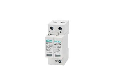 China TN System 2 Modules AC Surge Arrestor SPD 12.5 KA 2P L - N - PE Surge Protection Device for sale