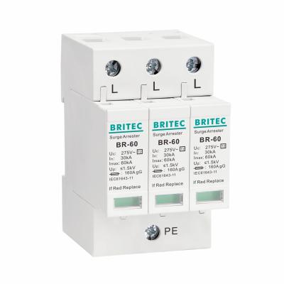 China BR275-60 3P SPD 60kA CE TUV Type 2 Surge Protection Device  275v lightning surge protector for sale