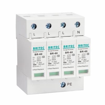 China BR275-60 4P 60kA Type 2 Surge Protector TUV AC Surge Protective Device 275v lightning surge protector for sale