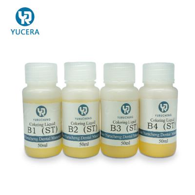 China Yucera Tandst A1 A2 Zirconiumdioxyde die Vloeibare Witte tand Ceramische het Verven Oplossing kleuren Te koop