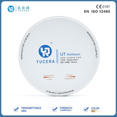 China Blocos Multilayer dentais da zircônia do bloco UT CAD CAM da zircônia translúcida alta de Yucera à venda