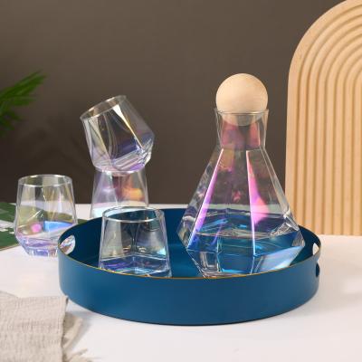 China Viable Modern Luxury Diamond Shape Borosilicate Jug Water Pitcher Set Glass Pitcher With Glass Cup Jug Set for sale